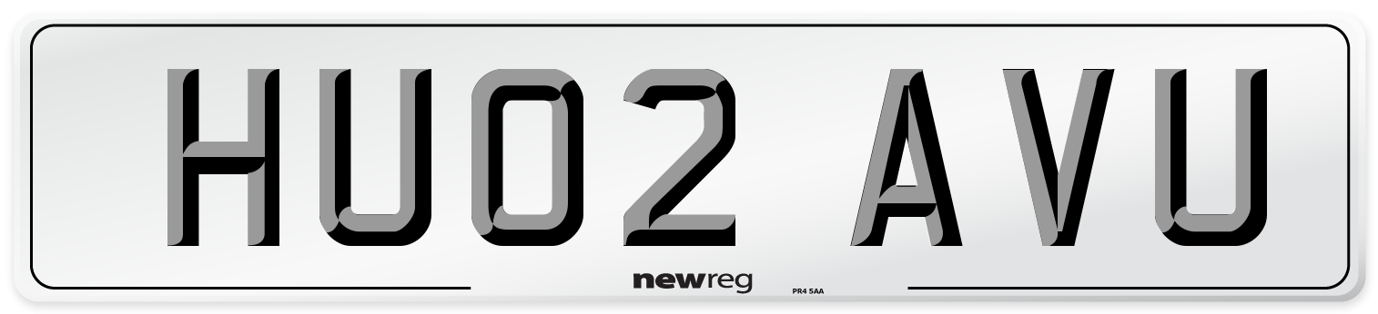 HU02 AVU Number Plate from New Reg